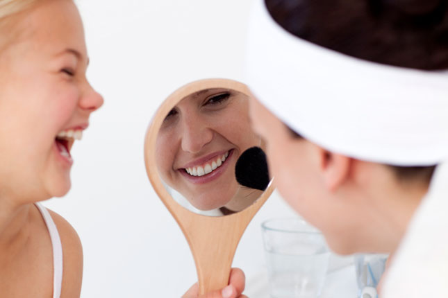 Mother's Day retreat, mother and daughter laugh together