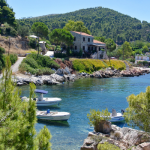 Beach and bay at Seaside Holistic Holidays, Atsitsa, Skyros, Greece